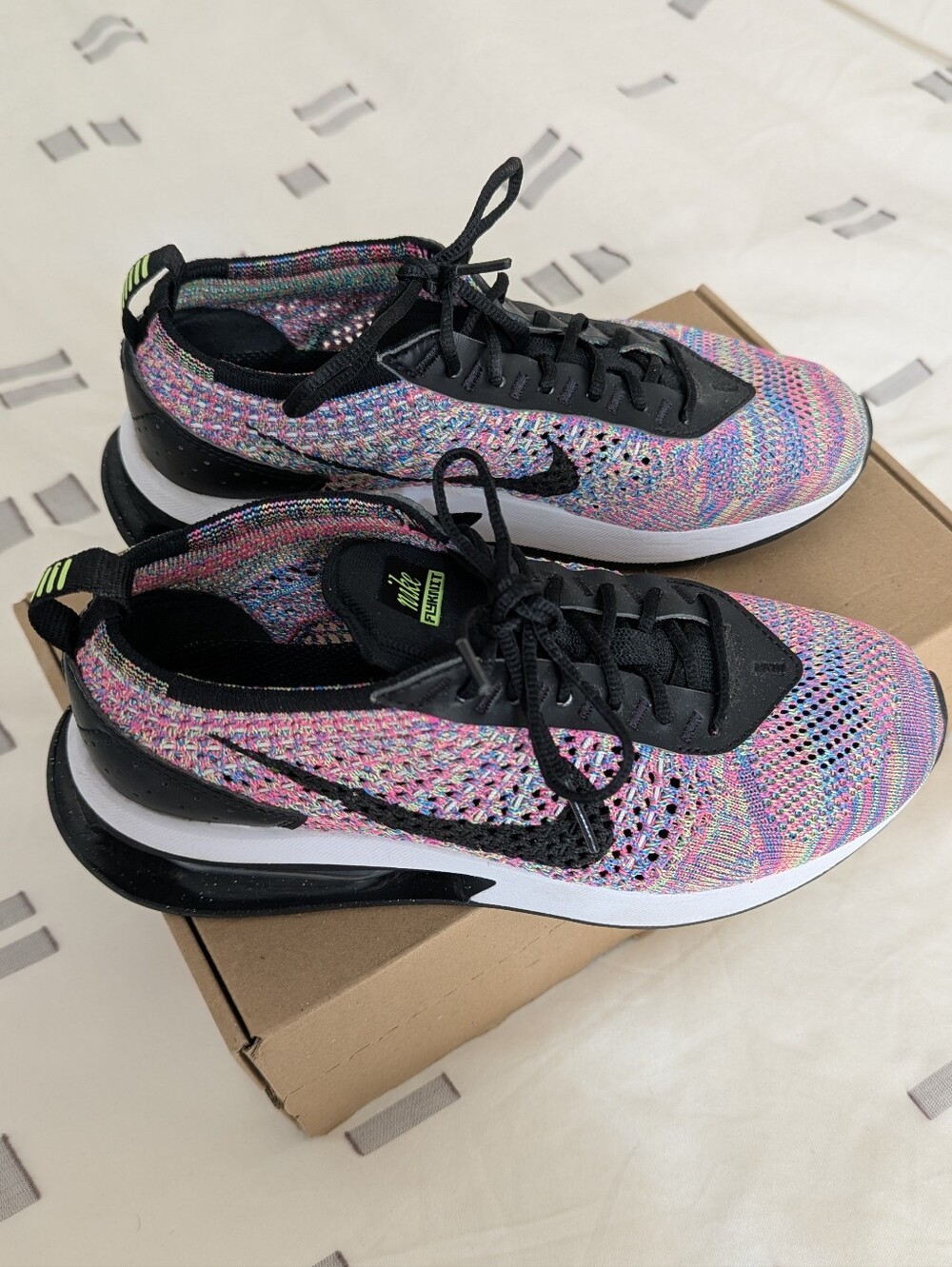 Nike Women's Air Max Flyknit Racer in Ghost Green / Pink & Black